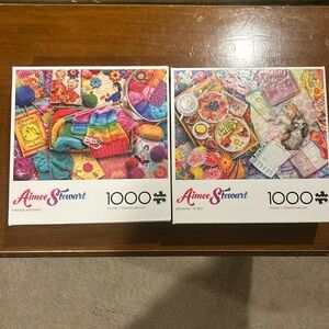 Lot of 2 Aimee Stewart Buffalo Jigsaw Puzzles—1000 pieces each